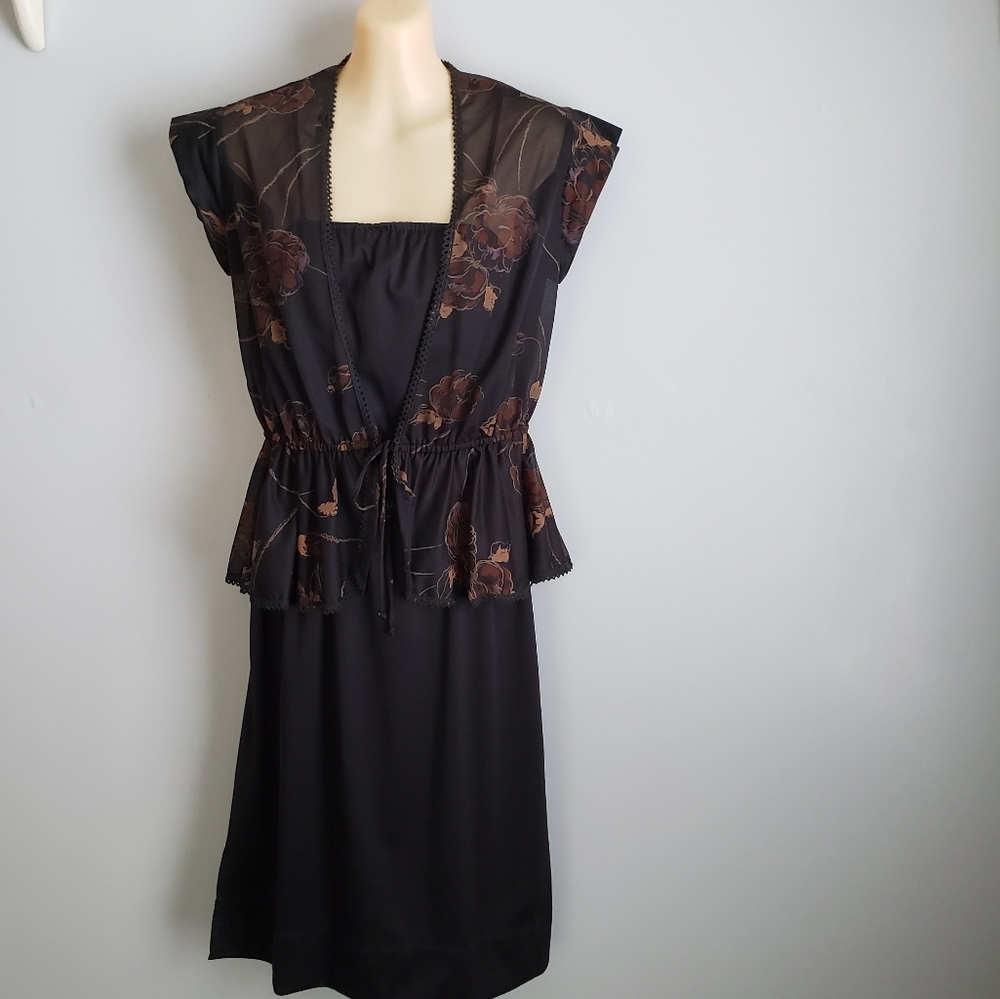 LBD Little Black dress with sheer cover sz11
